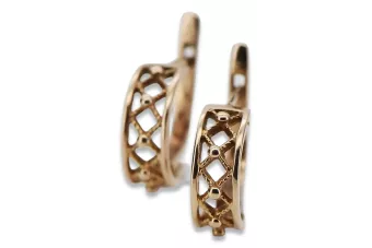 Rosa rusa rosa soviético 14k 585 oro URSS Vintage Hoops ven145