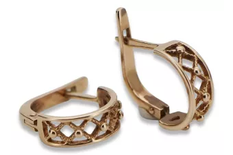 Vintage rose pink 14k 585 gold  Vintage Hoops ven145