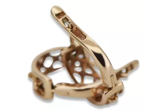 Rosa rusa rosa soviético 14k 585 oro URSS Vintage Hoops ven145