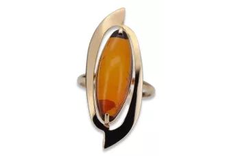 Russian rose Soviet pink USSR red 585 583 gold amber ring vrab008