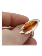 Radziecki 14k 585 złoty Rosyjski pierścionek z różowego złota z bursztynem  vrab008