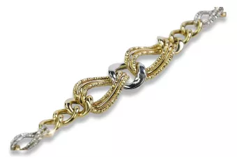 Yellow & white Italian 14k gold heart bracelet cfb028yw