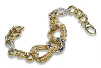 Yellow & white Italian 14k gold heart bracelet cfb028yw