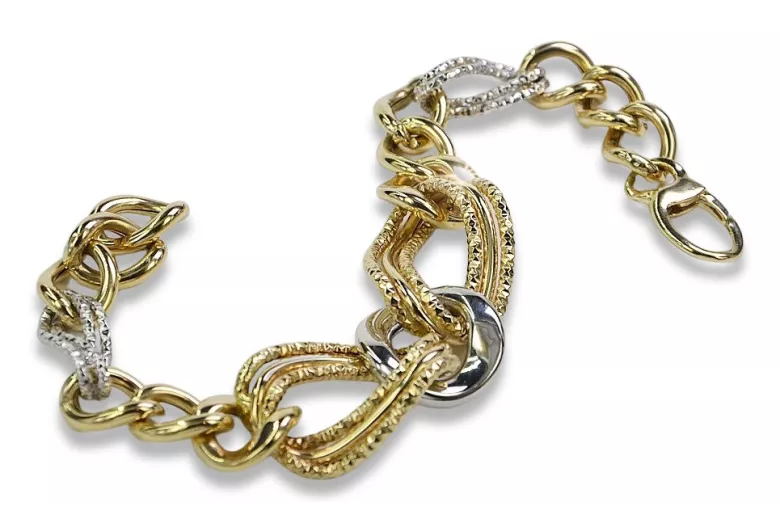 Yellow & white Italian 14k gold heart bracelet cb068yw
