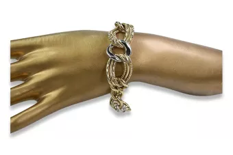 Yellow & white Italian 14k gold heart bracelet cfb028yw