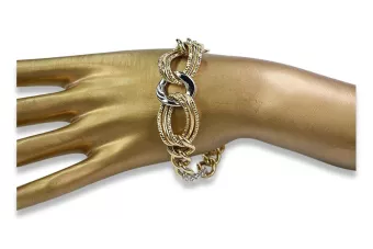 Gelb-weißes italienisches Herzarmband aus 14 Karat Gold cfb028yw