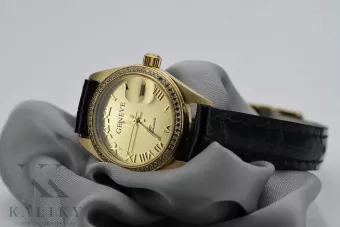 Χρυσό γυναικείο ρολόι 14k με διαμάντια 0.25ct Γενεύη