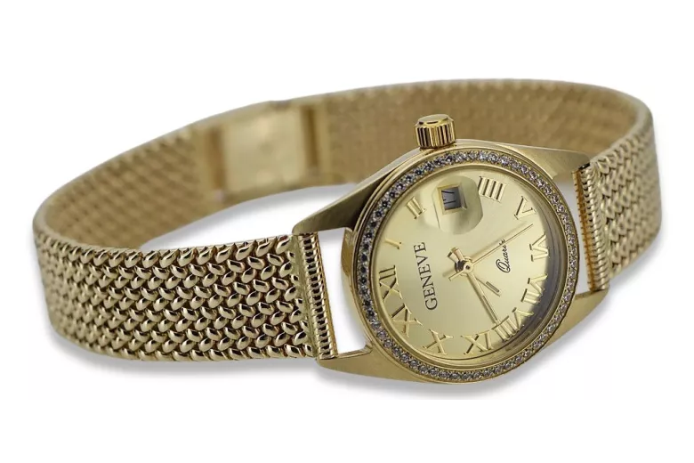 Золотий чоловічий годинник Geneve ★ zlotychlopak.pl ★ Чистота золота 585 333 Низька ціна!