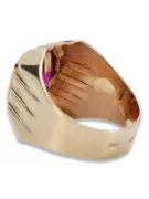 Rose russe soviétique rose 14 carats or 585 Rubis chevalière homme Vintage vsc002r