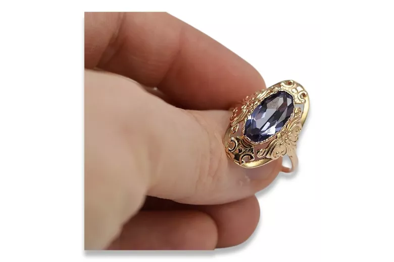 Ruso soviético rosa 14k 585 oro Alejandrita Rubí Esmeralda Zafiro Circón anillo vrc084