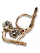 Rožinė rožinė 14k 585 aukso deimantiniai auskariai ved153rw Vintage rusų sovietų stilius