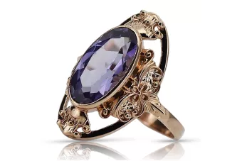 Prsten růžové červené zlato 14k 585 s Alexandrite Vrc014 vinobraní