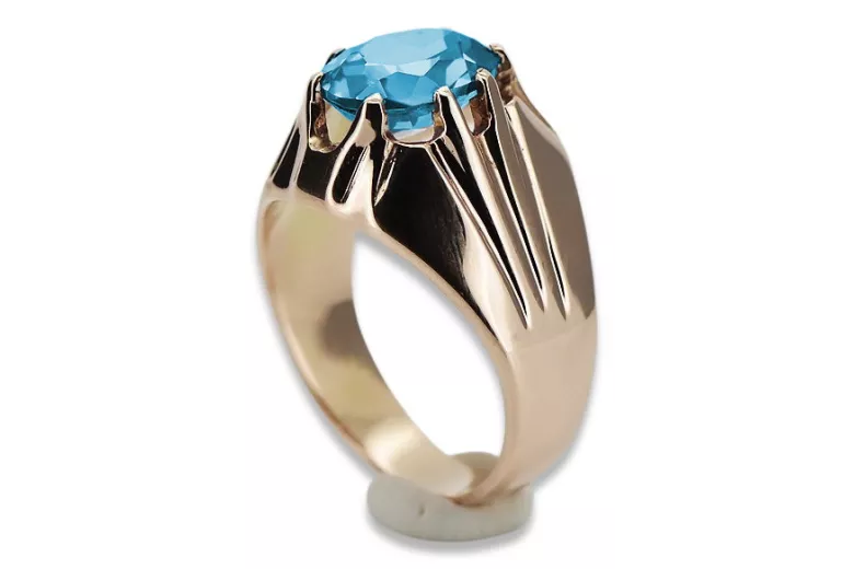 Ροζ κόκκινο χρυσό δαχτυλίδι 14k 585 με ενυδρείο