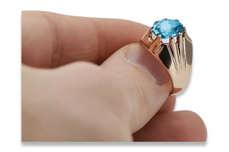Ροζ κόκκινο χρυσό δαχτυλίδι 14k 585 με ενυδρείο