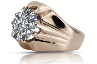 Российское советское серебряное кольцо с розовым золотом 925 пробы с цирконом vrc016rp Vintage
