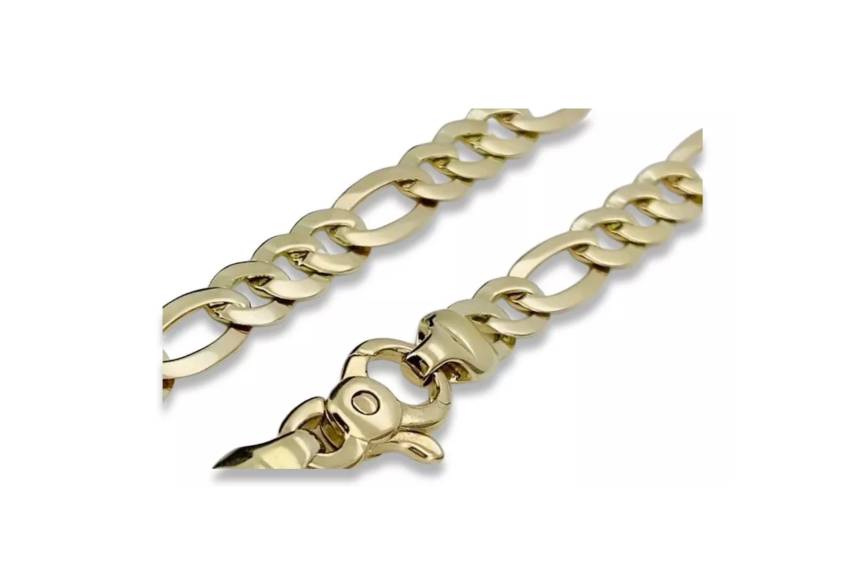 Italienisches gelbes 14-Karat-585-Gold-Modern-Figaro-Armband cb042y