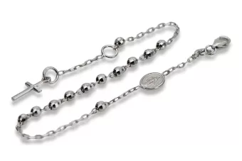 Italienisches weißes Rosenkranz-Armband „Dol Gab“ aus 14 Karat Gold rbc001w