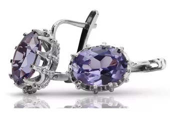 Silver 925 Vintage Earrings with Alexandrite, Oval 10x12mm