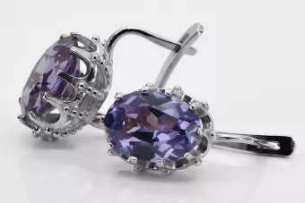 Silver 925 Vintage Earrings with Alexandrite, Oval 10x12mm