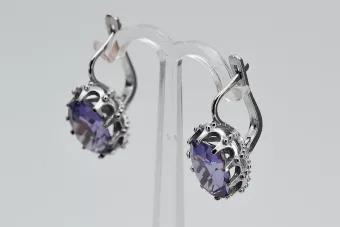 Silver 925 Vintage Earrings with Alexandrite, Oval 10x12mm