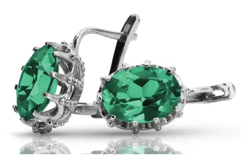 Vintage 925 Silver emerald earrings vec079s Vintage