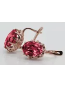 Rosa vintage rosa 14k 585 oro ruby dama pendientes vec079