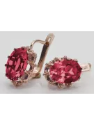 Rosa vintage rosa 14k 585 oro ruby dama pendientes vec079