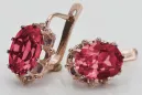 Rosa vintage rosa 14k 585 oro ruby dama pendientes vec079