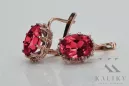 Rosa vintage rosa 14k 585 oro ruby dama pendientes vec079