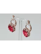 Rosa vintage rosa 14k 585 oro ruby dama pendientes vec079