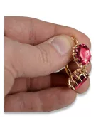 Rosa vintage rosa 14k 585 oro ruby dama pendientes vec079