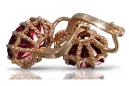 Vintage rose pink 14k 585 gold ruby lady Ohrringe vec079