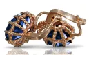 Vintage silver rose gold plated 925 Sapphire earrings vec079rp Vintage