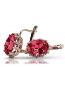 Rosa vintage rosa 14k 585 oro ruby dama pendientes vec079