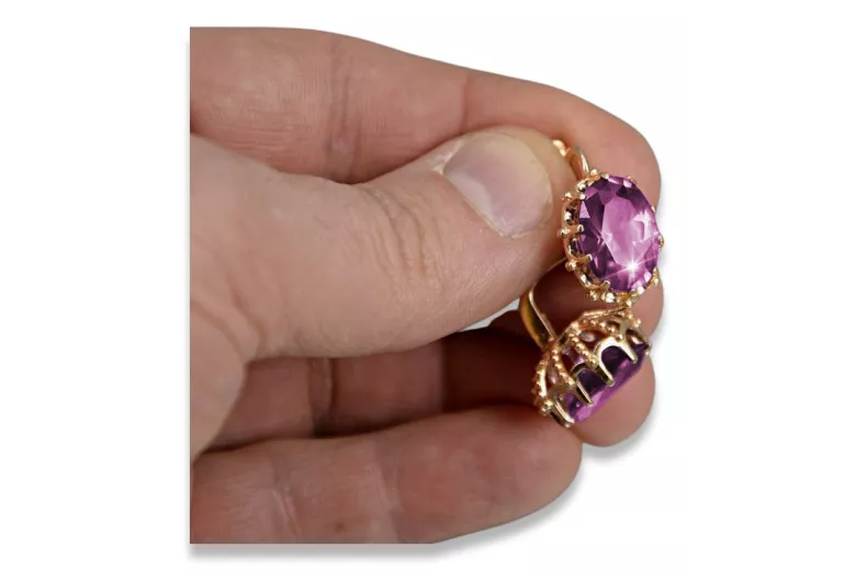 Vintage rosa 14k 585 Gold Amethyst Ohrringe vec079 Vintage