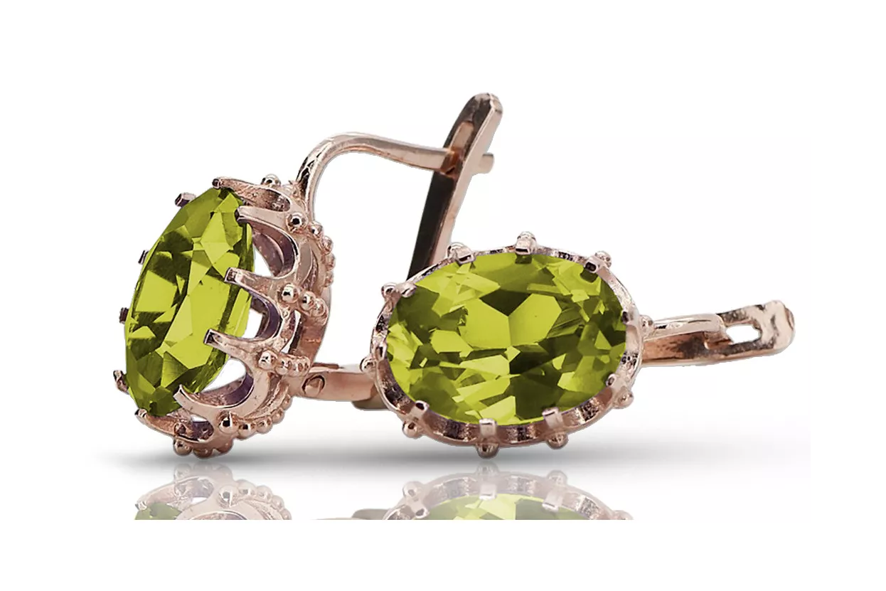 Cercei vintage rose rose 14k 585 aur peridot vec079 Vintage