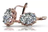 Vintage rose pink 14k 585 gold zircon earrings vec079 Vintage