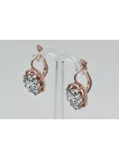 Vintage rose pink 14k 585 gold zircon earrings vec079 Vintage