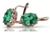 Vintage rose pink 14k 585 gold emerald earrings vec079