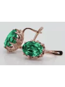 Vintage rose pink 14k 585 gold emerald earrings vec079