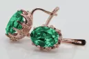 Vintage rose pink 14k 585 gold emerald earrings vec079