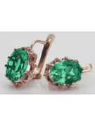 Vintage rose pink 14k 585 gold emerald earrings vec079