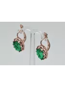 Vintage rose pink 14k 585 gold emerald earrings vec079