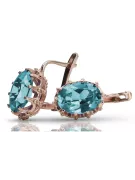 Vintage rose pink 14k 585 gold aquamarine earrings vec079 Vintage