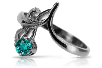 Strieborný Russian Ring 925 s Aquamarine VRC095s Vintage