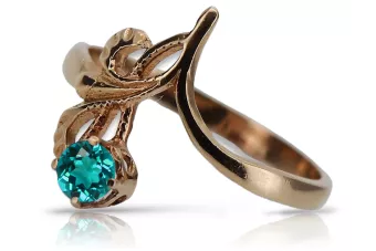 Russische sowjetische 925 Silber Rose vergoldet Aquamarin Ring vrc095rp Vintage