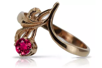 Российское советское серебряное кольцо с розовым золотом 925 пробы с рубином vrc095rp Vintage