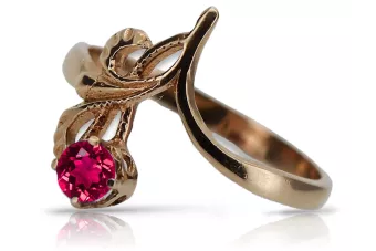 Ring z ružového červeného zlata 14k 585 s Rubin VRC095 Russian Ruse Vintage