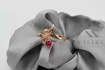 Ring z ružového červeného zlata 14k 585 s Rubin VRC095 Russian Ruse Vintage