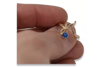 Ring z ružového červeného zlata 14k 585 so zafírom VRC095 Russian Ročník